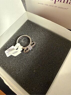 Silver Bow Ring with Center Stones Lia Sophia